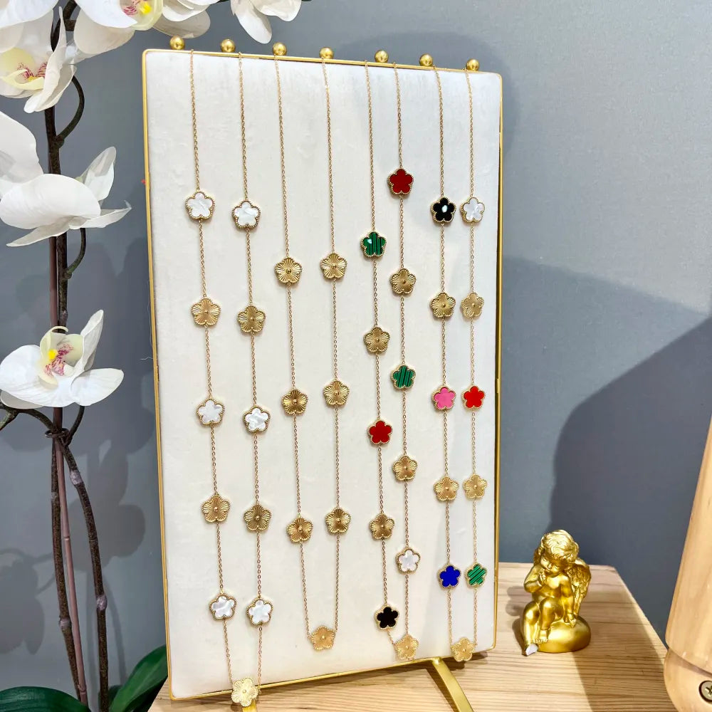 CAL-103-AA3011 Fiore-Collana Lunga in Acciaio
