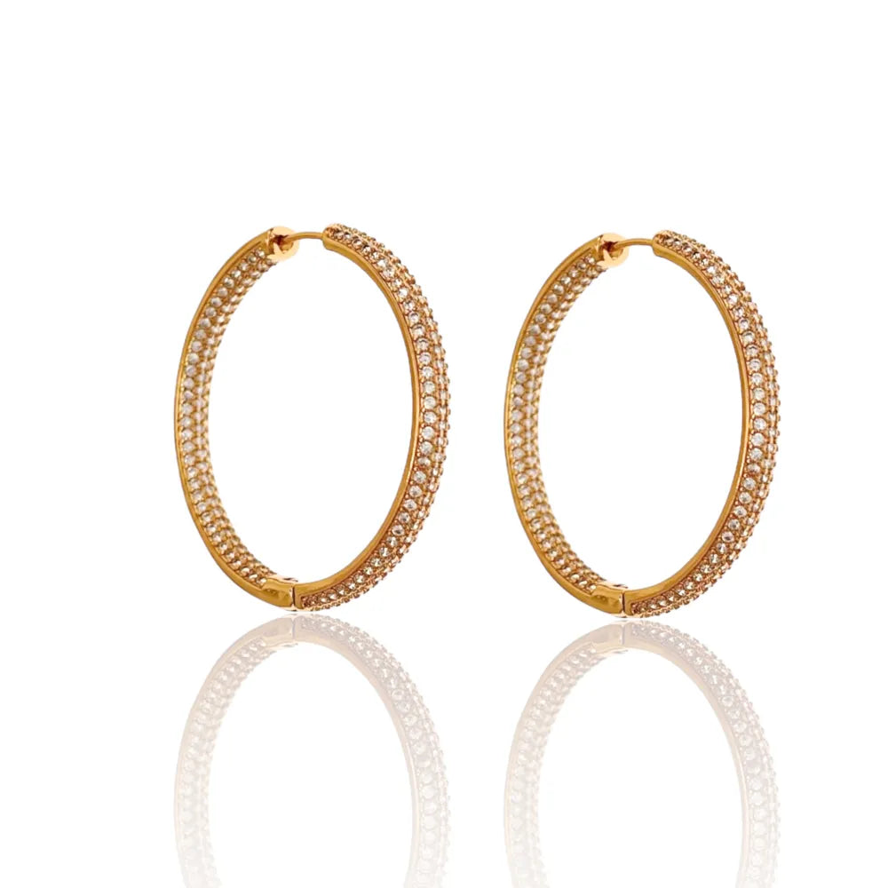 OMZ-103-AA2730E 35mm Cerchio 35mm con Zirconia-Orecchini in Ottone