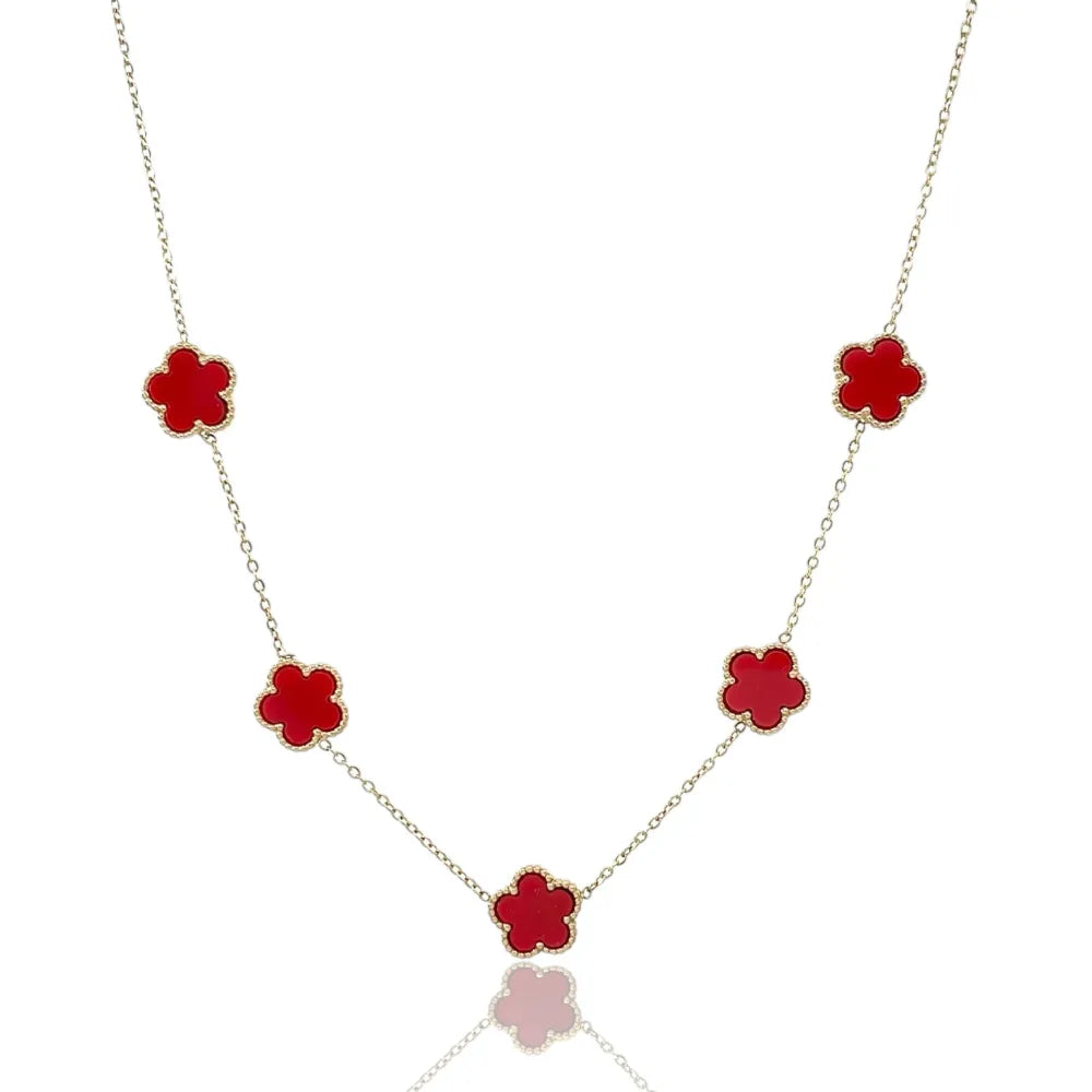 CAC-413-3021 Fiore Grande Smaltato-Collana Corta in Acciaio