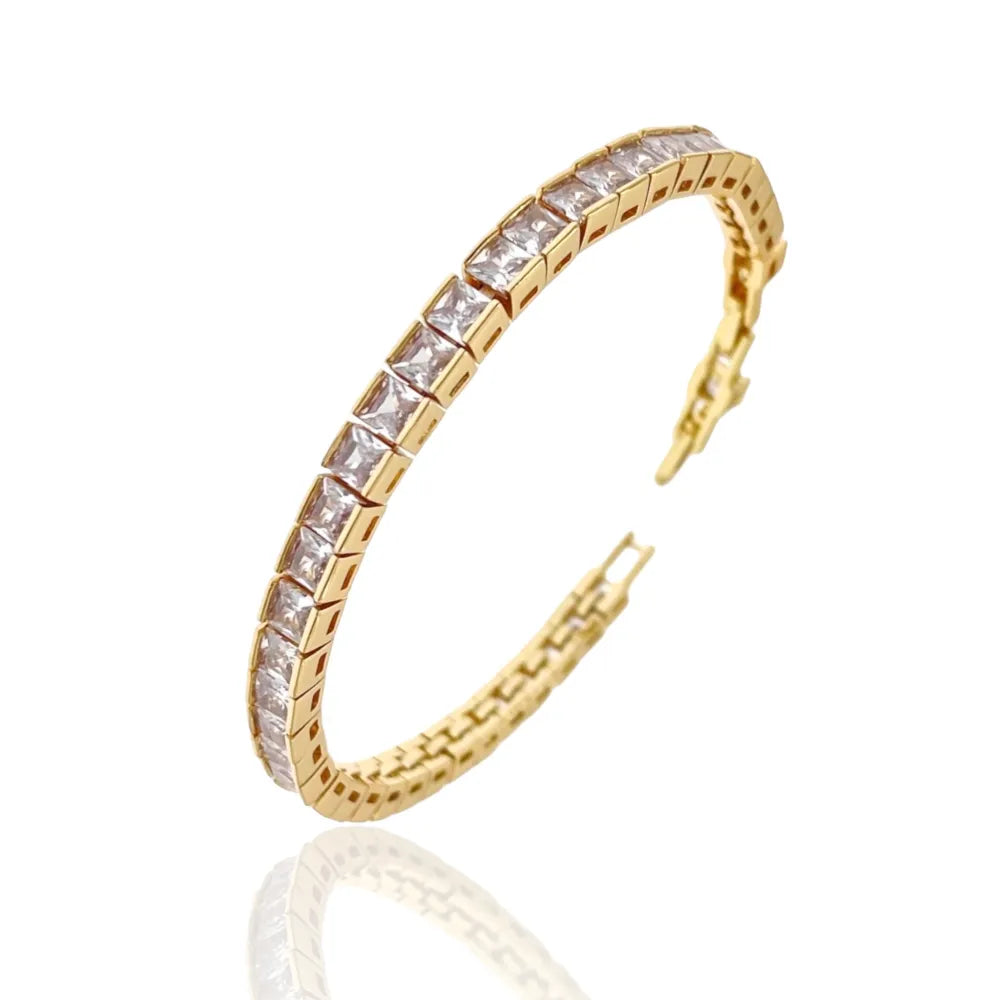 BMZ-243-14 Tennis Quadrato-Bracciale con Cubic Zirconia