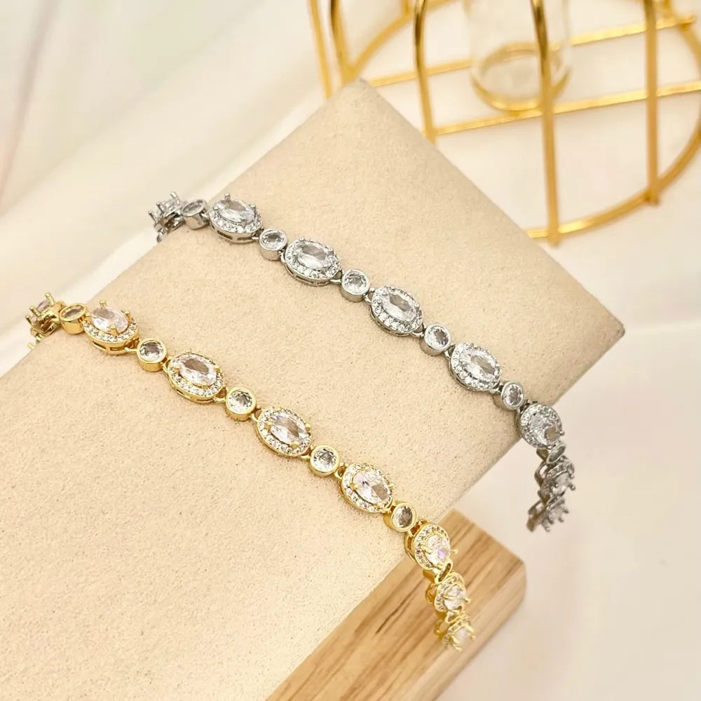 BMZ-103-AA2639B Ovale e Punto Luce-Bracciale con Cubic Zirconia