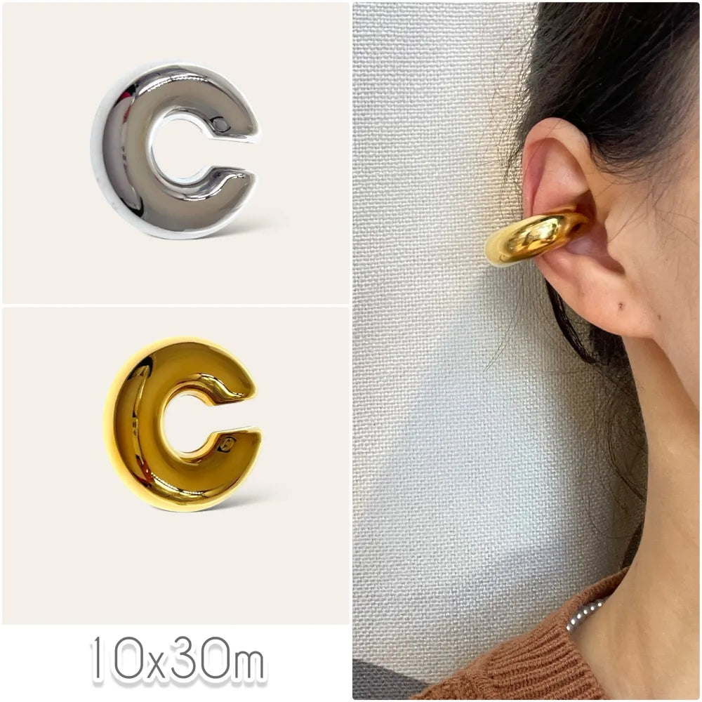 EAK-103-AA4715E L Cerchio Bombato Grande 10x30mm-Earcuff in Acciaio