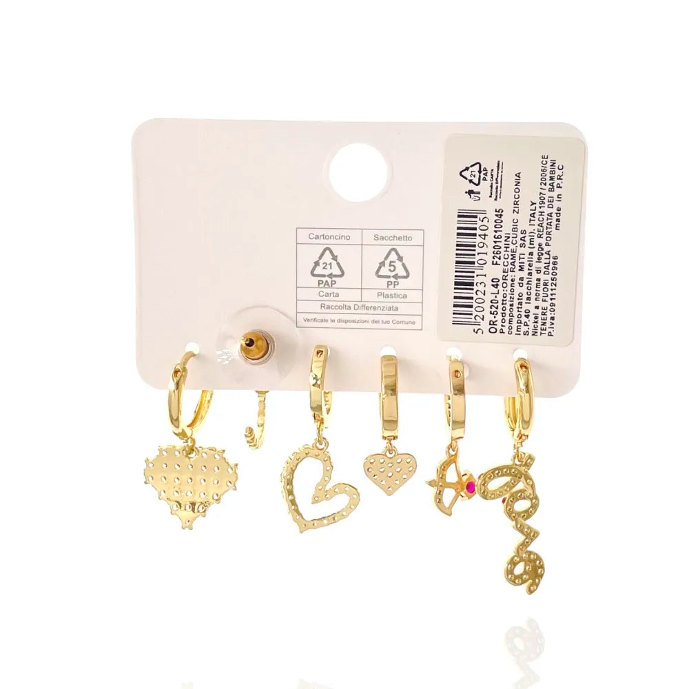 OPM-520-L40 Love Cuore-Set 6pz Orecchini