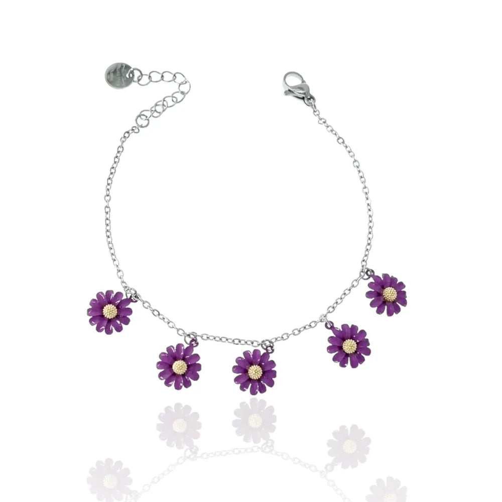 BAC-103-AA3449B Margherita Smaltata -Bracciale in Acciaio con Chiusura