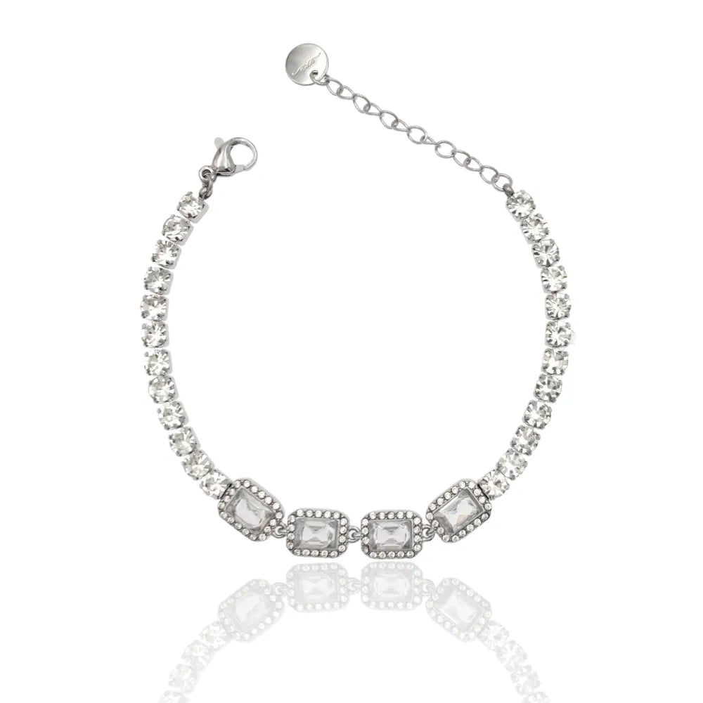 BAC-103-AA4210B Tennis con Rettangolare-Bracciale in Acciaio