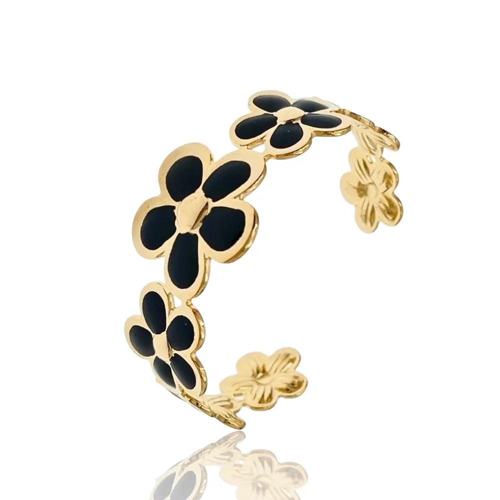 BAR-732-62 Fiore Smaltato-Bracciale Rigido in Acciaio