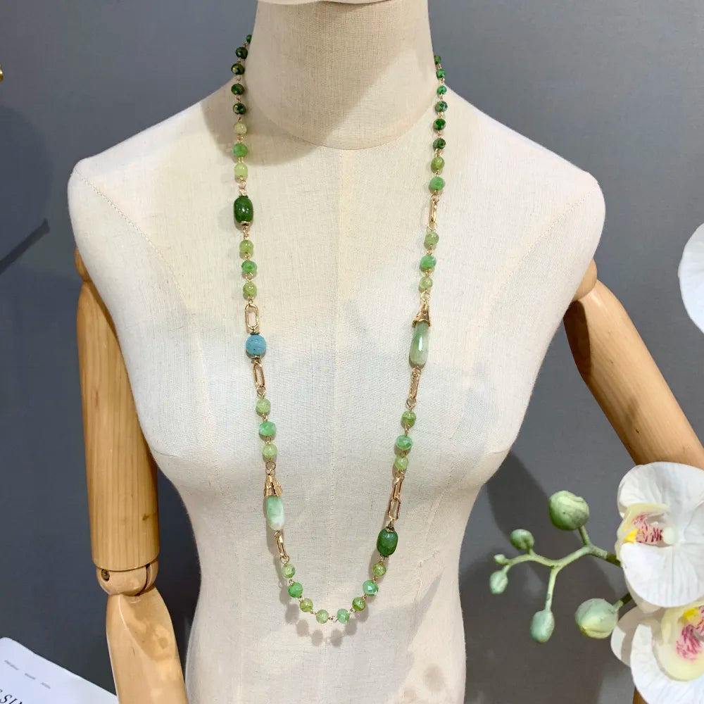 CML-703-20 Ovale con Cristalli-Collana Lunga Moda