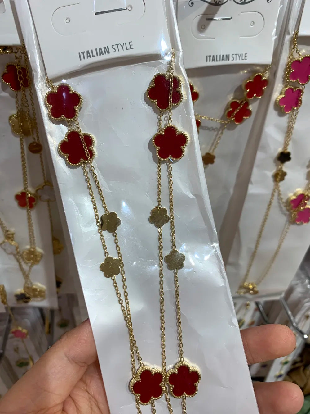 CAL-413-2523 G Fiore-Collana Lunga in Acciaio