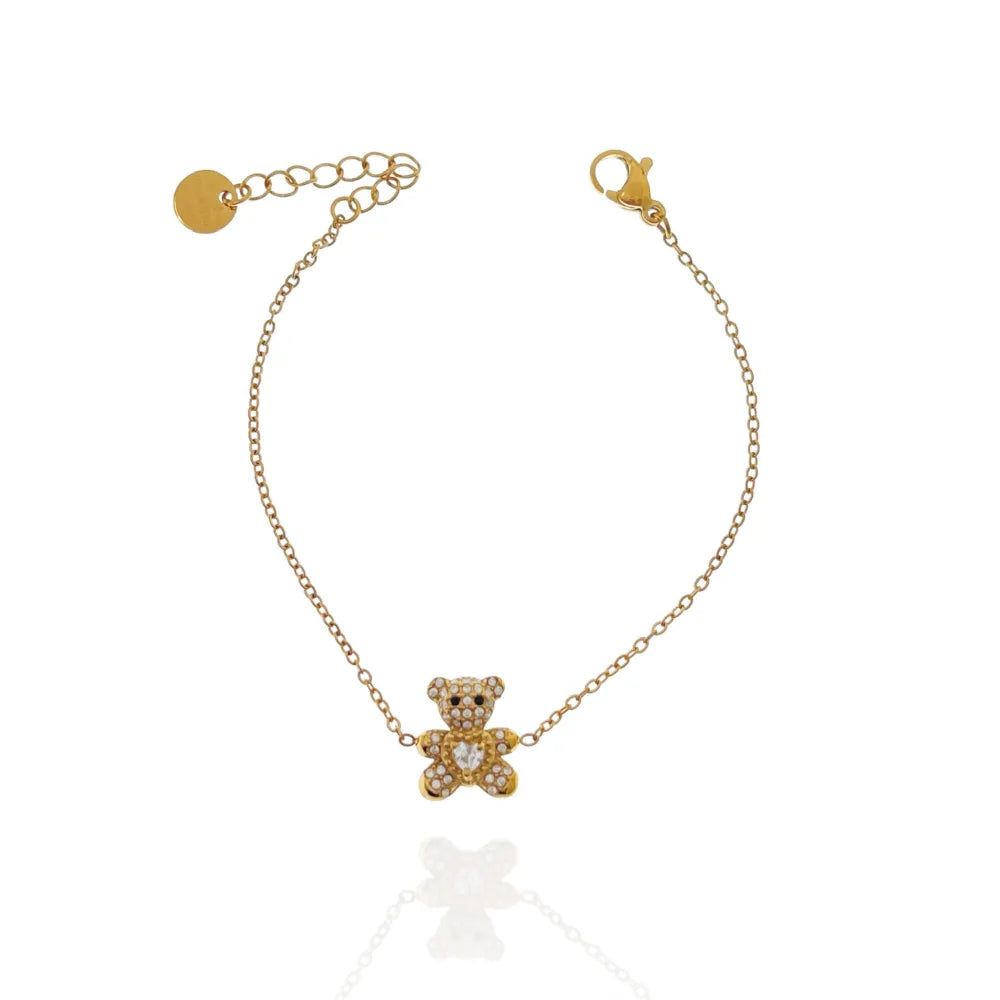 BAC-103-AA4187B Orsetto con Cuore-Bracciale in Acciaio