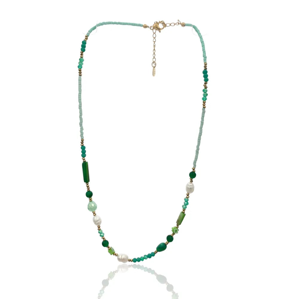 CAC-735-25 Catena con Perline-Collana Corta in Acciaio