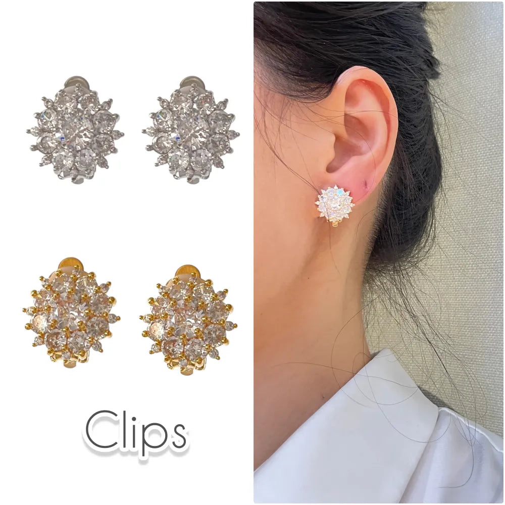 OMK-506-SD24 Fiore-Orecchini a Clip con Zirconia