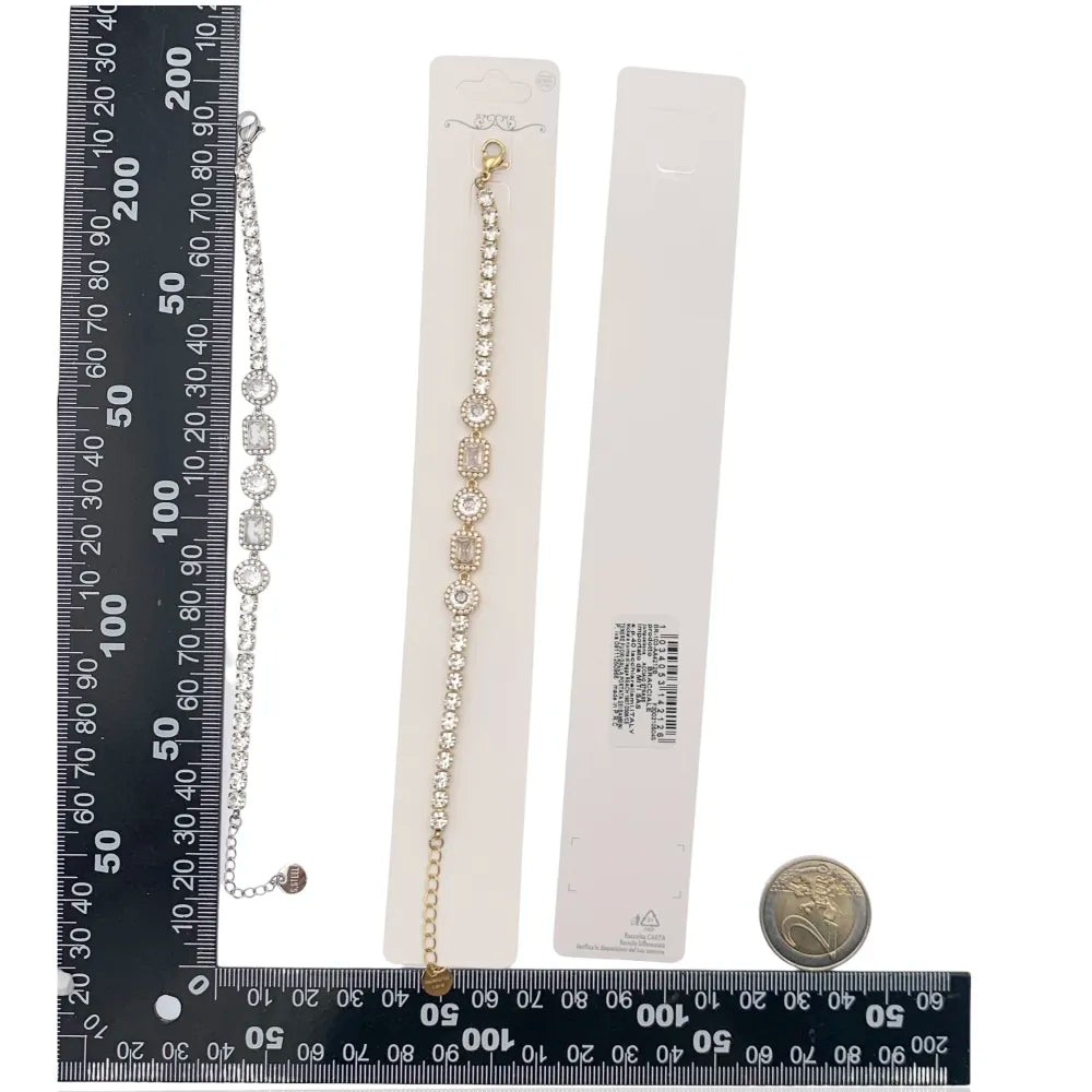 BAC-103-AA4212B Tennis con Cipollona e Rettangolare-Bracciale in Acciaio