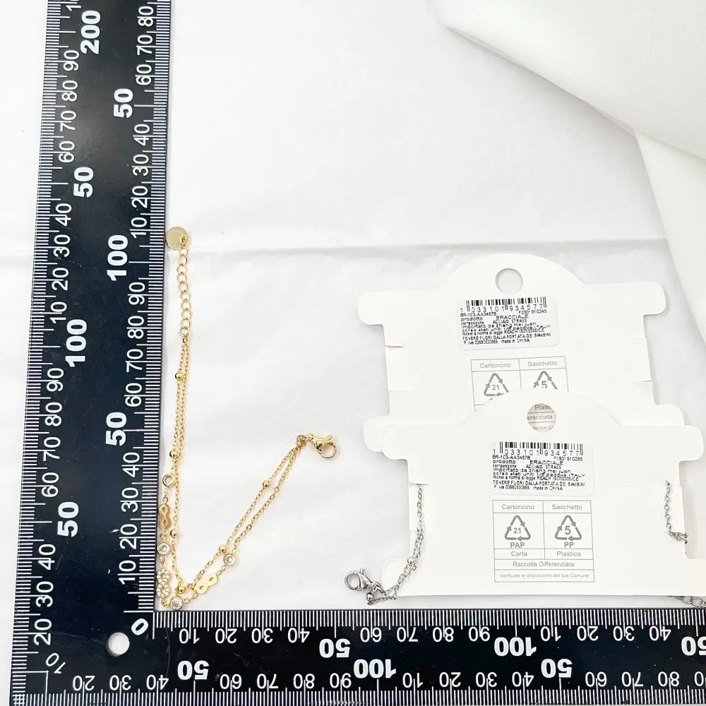 BAC-103-AA3457B Doppio con Infinito-Bracciale in Acciaio con Chiusura
