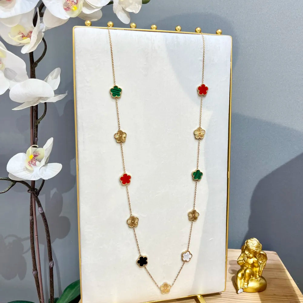 CAL-103-AA3011 Fiore-Collana Lunga in Acciaio
