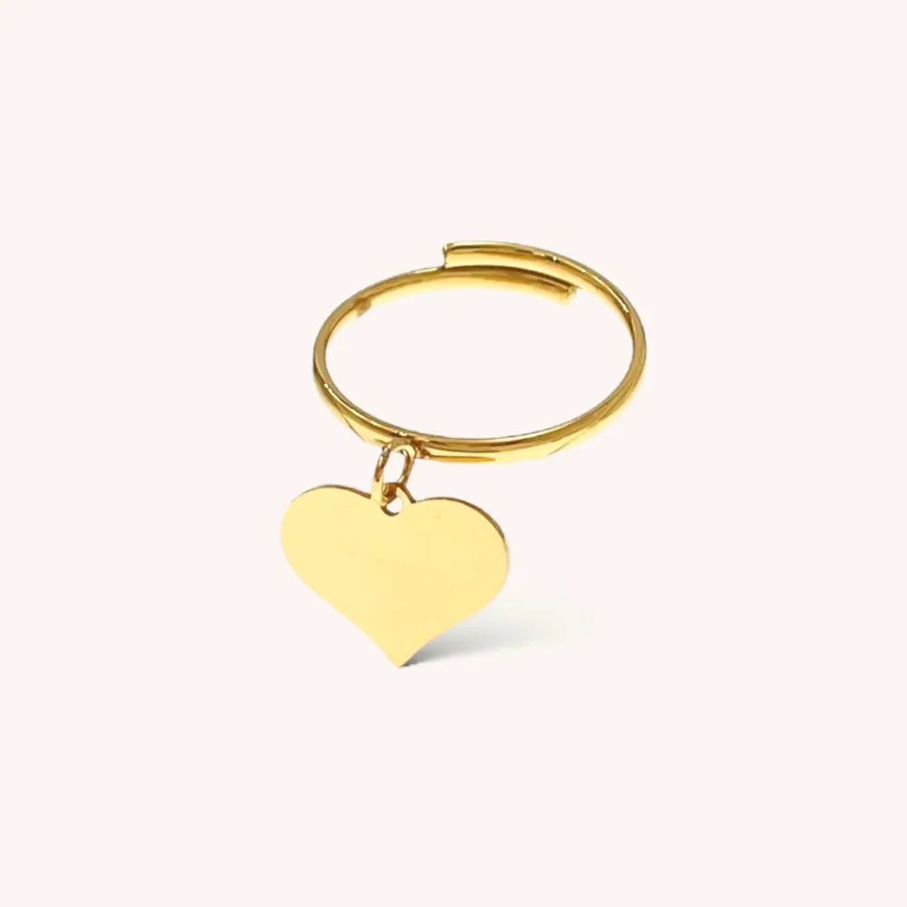 AAR-103-AA4551R Cuore Pendente-Anello Regolabile in Acciaio