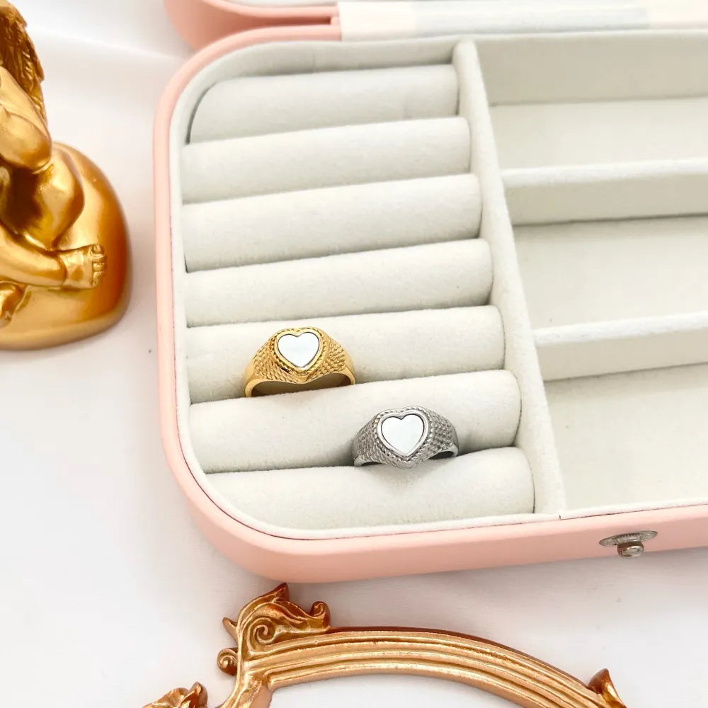 AAM-105-192 Cuore-Anello in Acciaio con Misura