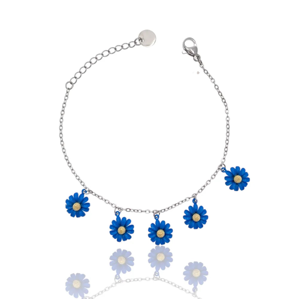 BAC-103-AA3449B Margherita Smaltata -Bracciale in Acciaio con Chiusura