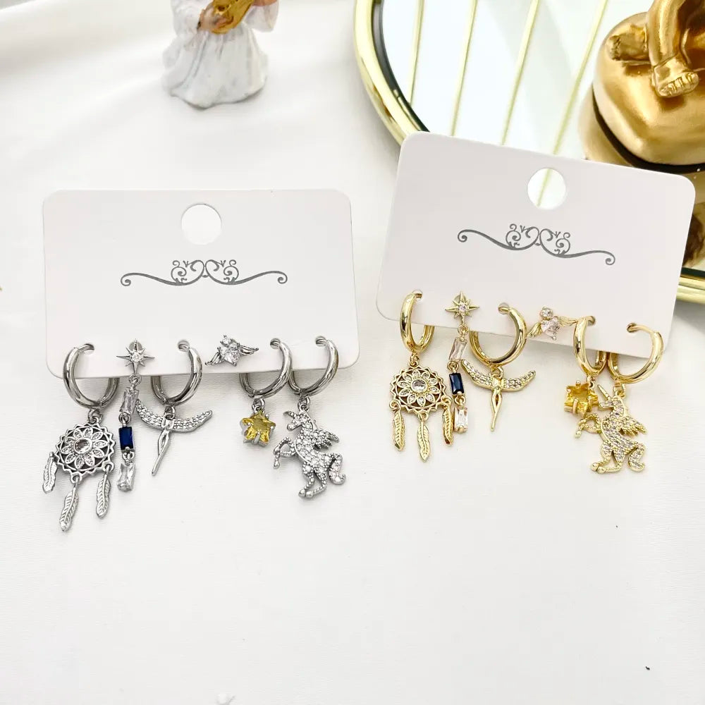 OPM-520-L48 Unicorno Befana-Set 6pz Orecchini