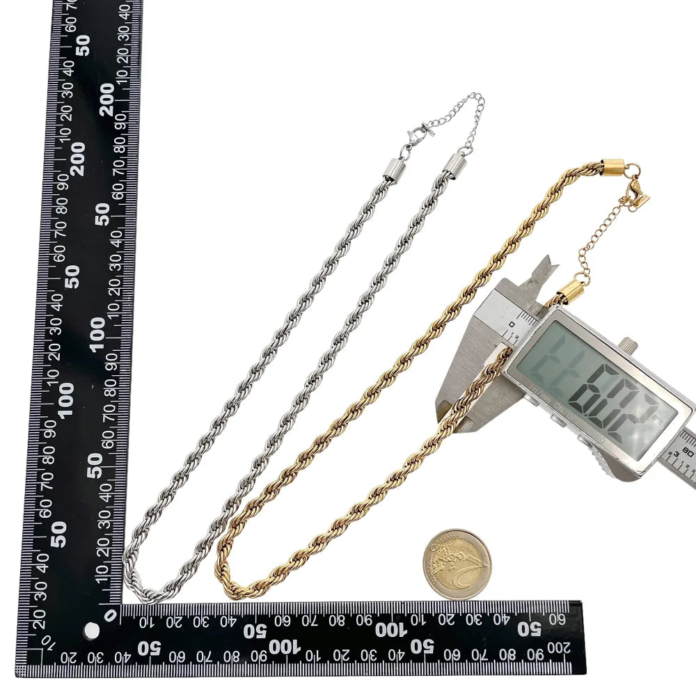 CAC-413-6mm Torchon 6mm-Collana Corta in Acciaio