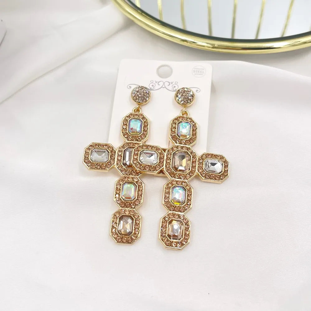 OMM-732-221 Croce Colorato-Orecchini Moda