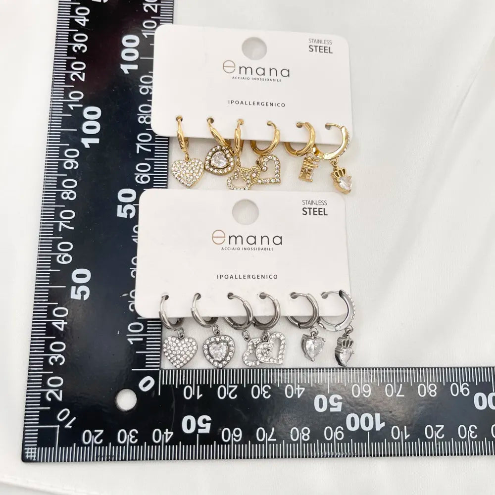 OPA-103-AA3336E Cuore -Set 6pz Orecchini in Acciaio