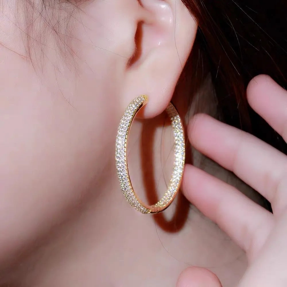 OMZ-103-AA2730E 35mm Cerchio 35mm con Zirconia-Orecchini in Ottone