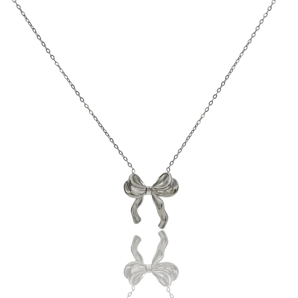 CAC-732-259 Fiocco-Collana Corta in Acciaio