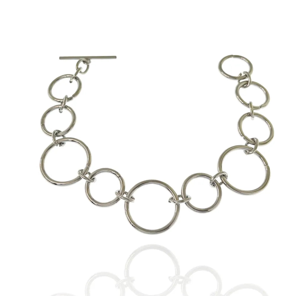 BAC-732-96 Catena Cerchio -Bracciale in Acciaio con Chiusura