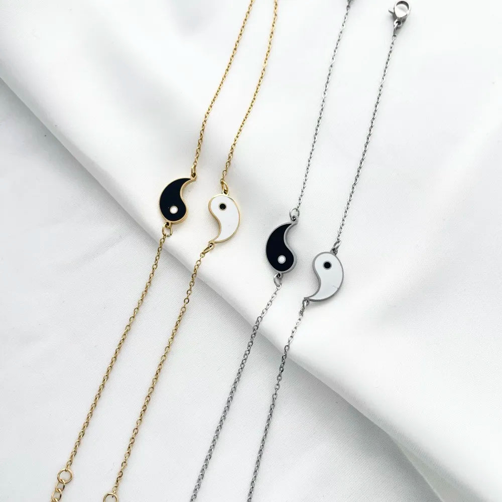 BAC-413-2042 Ying Yang per Coppia-Due Bracciali in Acciaio