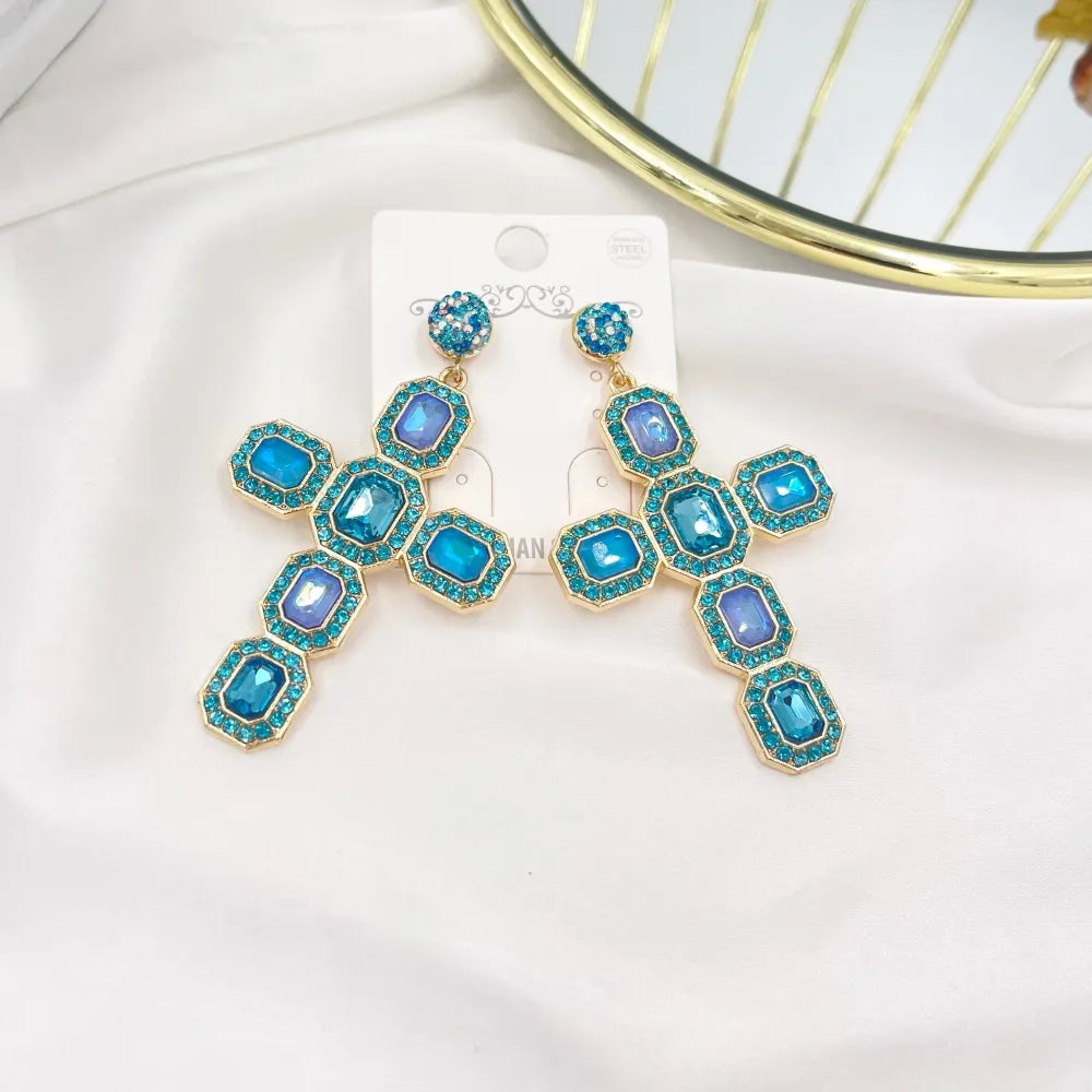 OMM-732-221 Croce Colorato-Orecchini Moda