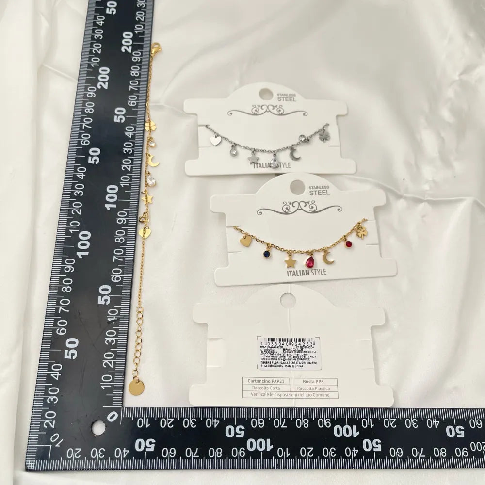 BAC-103-AA2423B Stella Luna Goccia-Bracciale in Acciaio con Chiusura