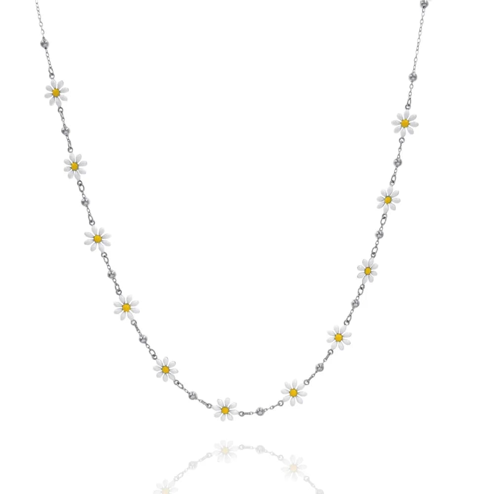 CAC-103-AA4161N Margherita Smaltata-Collana Corta in Acciaio