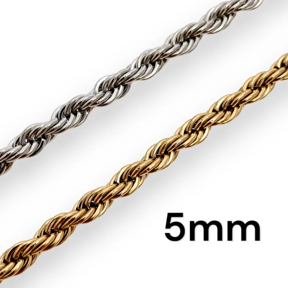 CAC-413-5mm Torchon 5mm-Collana Corta in Acciaio