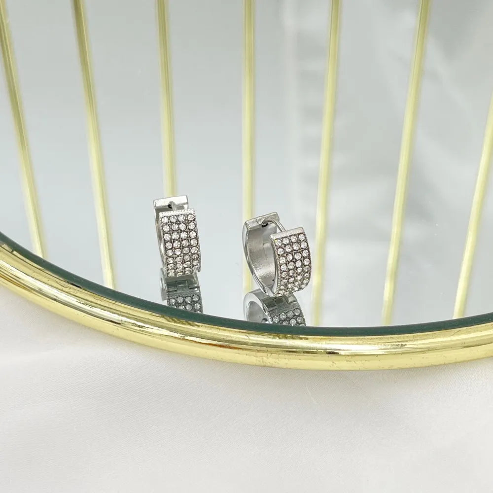 OAP-103-AA4660E Cerchio con Strass -Orecchini in Acciaio