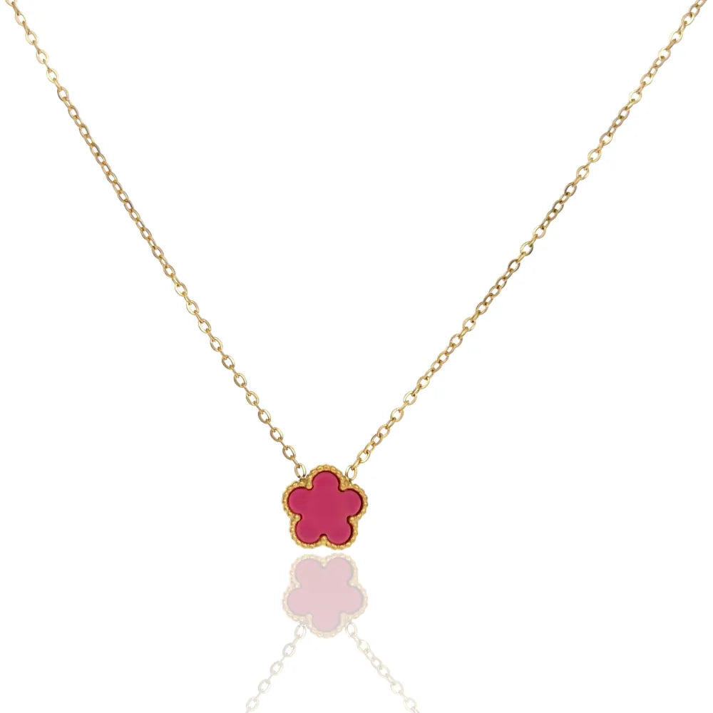 CAC-413-2154 C Fiore-Collana Corta in Acciaio