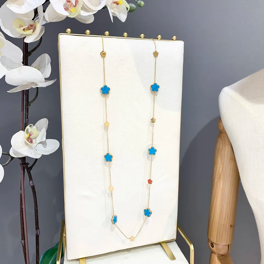CAL-413-2523 G Fiore-Collana Lunga in Acciaio