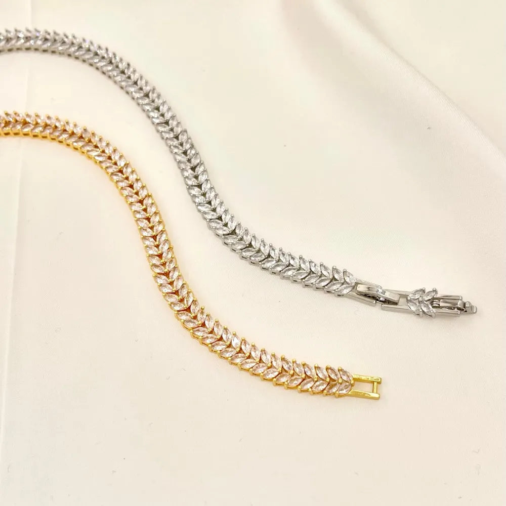 BMZ-103-AA22641B Foglia-Bracciale con Cubic Zirconia