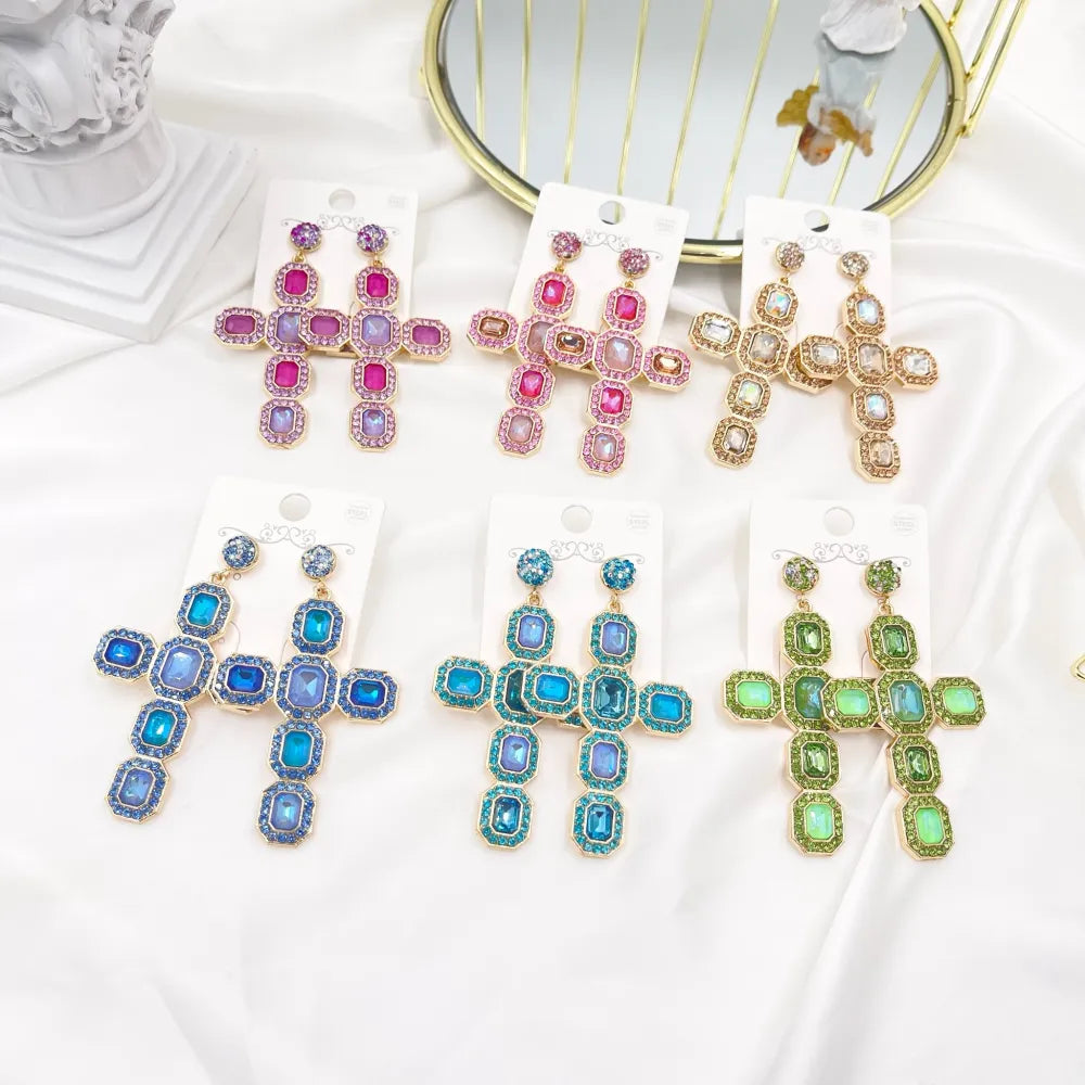 OMM-732-221 Croce Colorato-Orecchini Moda