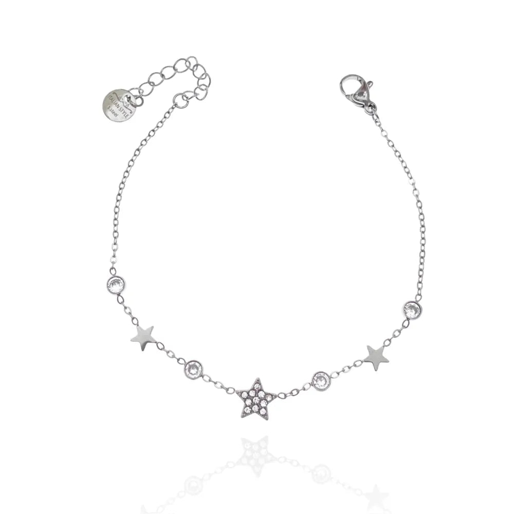 BAC-103-AA3479B Stella con Punto Luce-Bracciale in Acciaio
