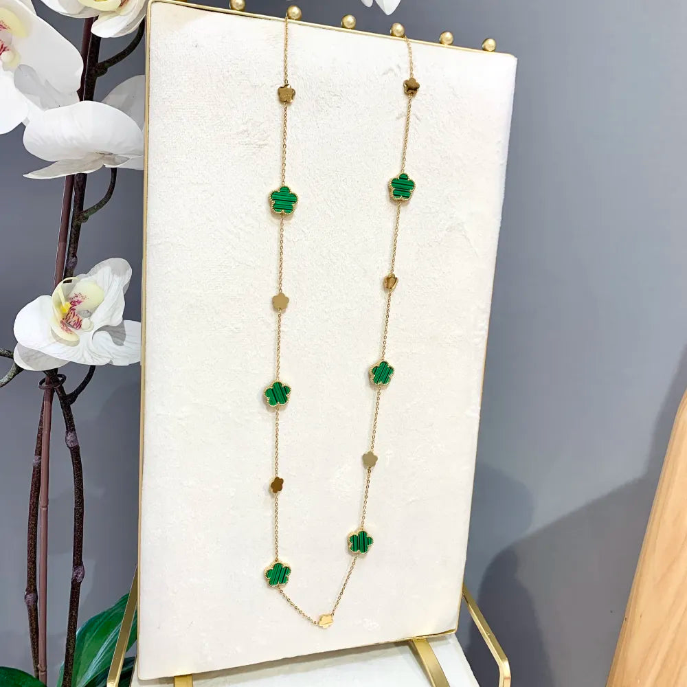 CAL-413-2523 G Fiore-Collana Lunga in Acciaio