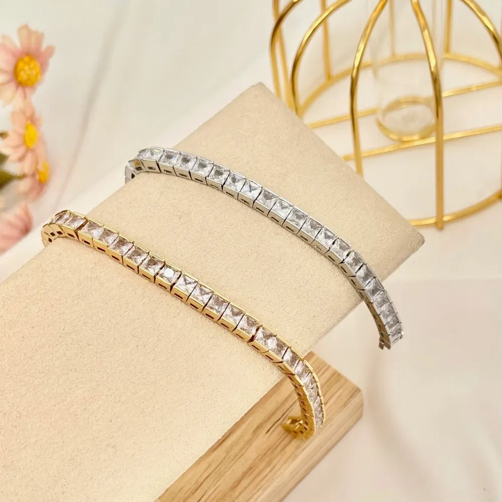 BMZ-243-14 Tennis Quadrato-Bracciale con Cubic Zirconia