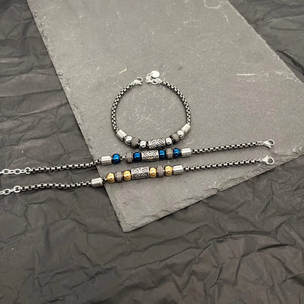 BAU-500-BMS30167-28 Palline-Bracciale in Acciaio da Uomo