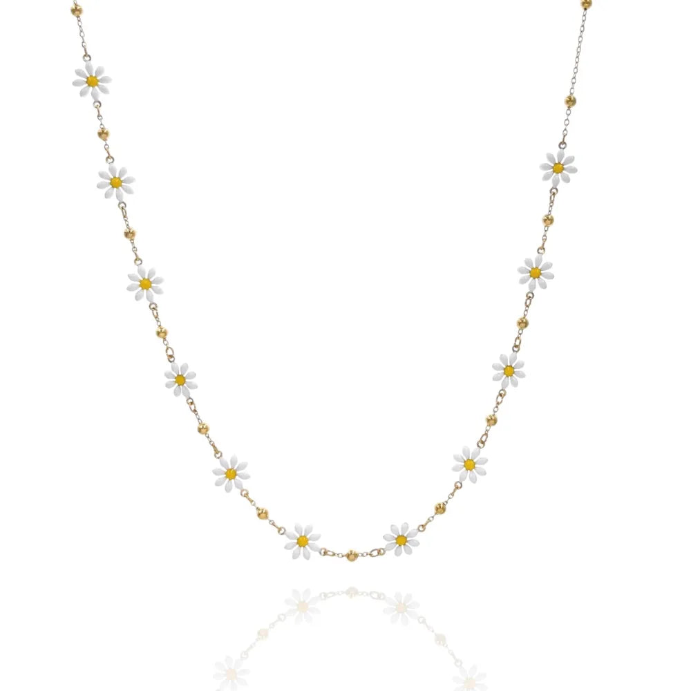 CAC-103-AA4161N Margherita Smaltata-Collana Corta in Acciaio