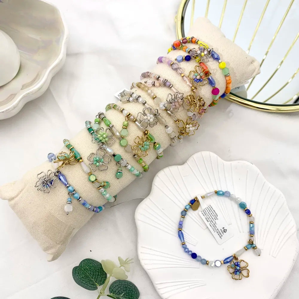 BPA-732-182 Fiore Colorato-12pz Bracciali Elastici in Acciaio