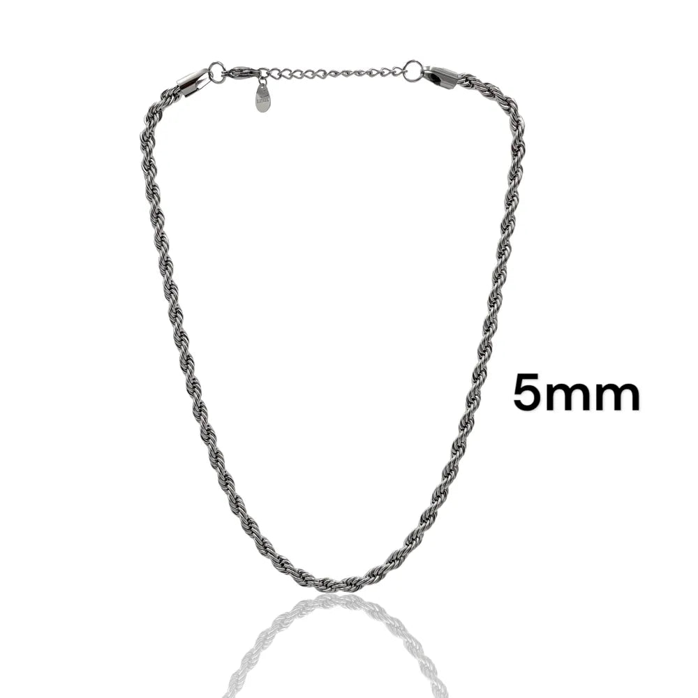 CAC-413-5mm Torchon 5mm-Collana Corta in Acciaio