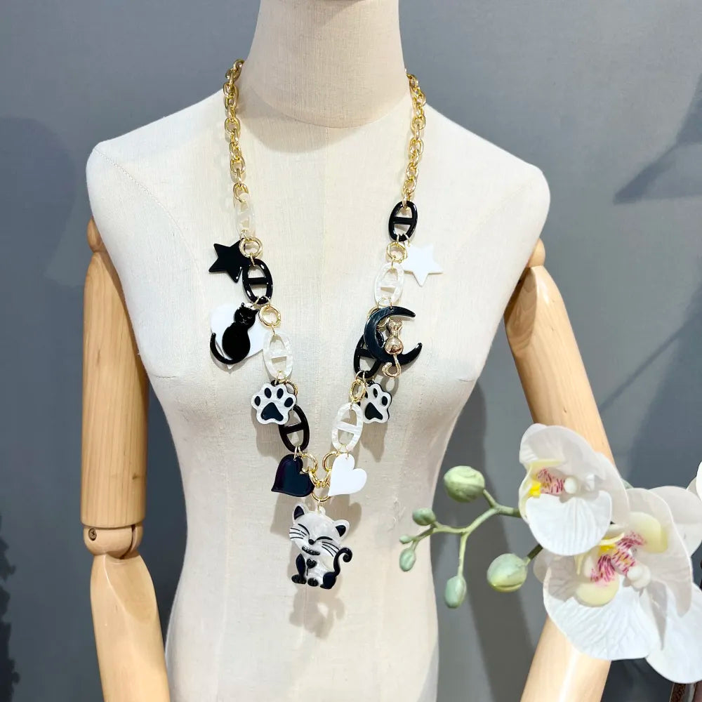 CML-YXL13369 Gatto-Collana Lunga Moda in Resina
