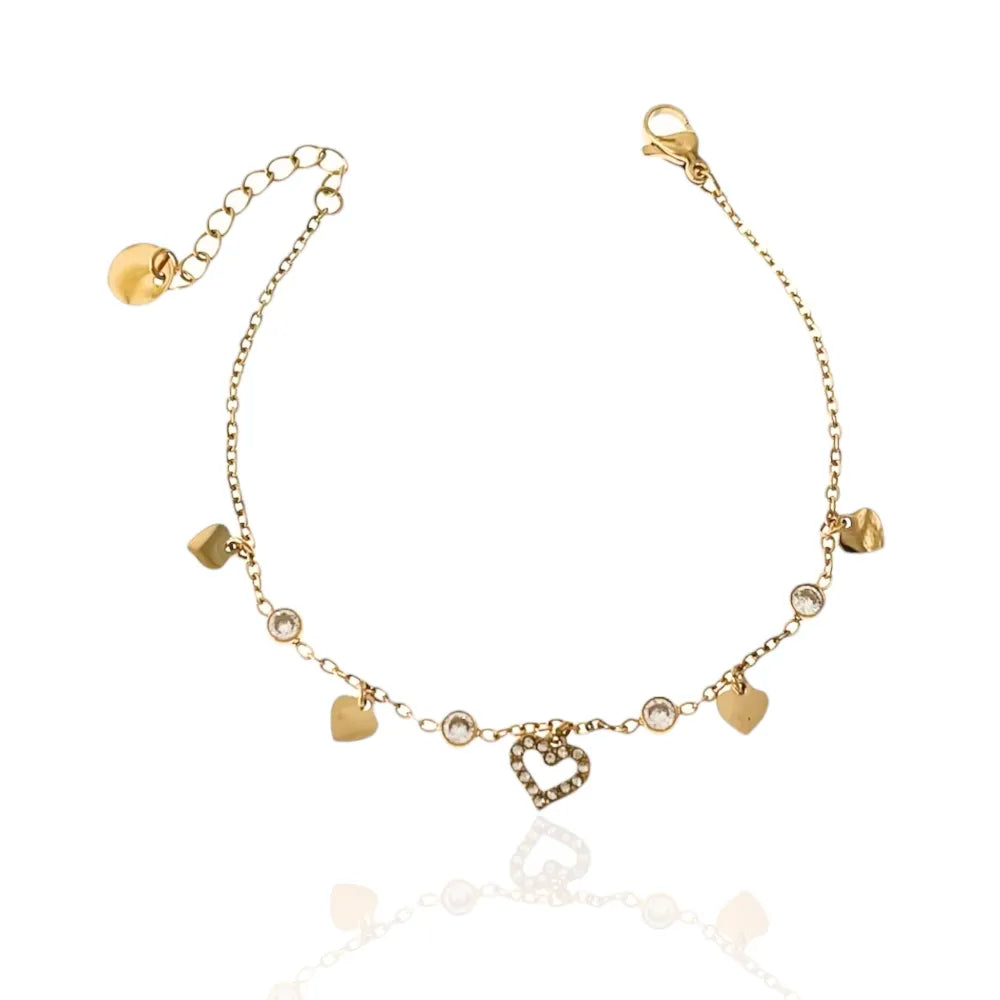 BAC-103-AA3469B Cuore Vuoto -Bracciale in Acciaio con Chiusura
