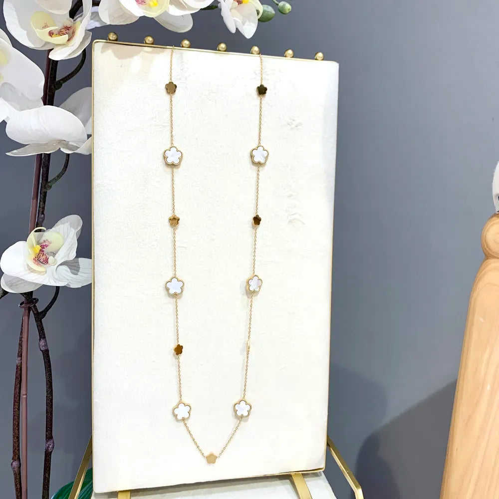 CAL-413-2523 G Fiore-Collana Lunga in Acciaio