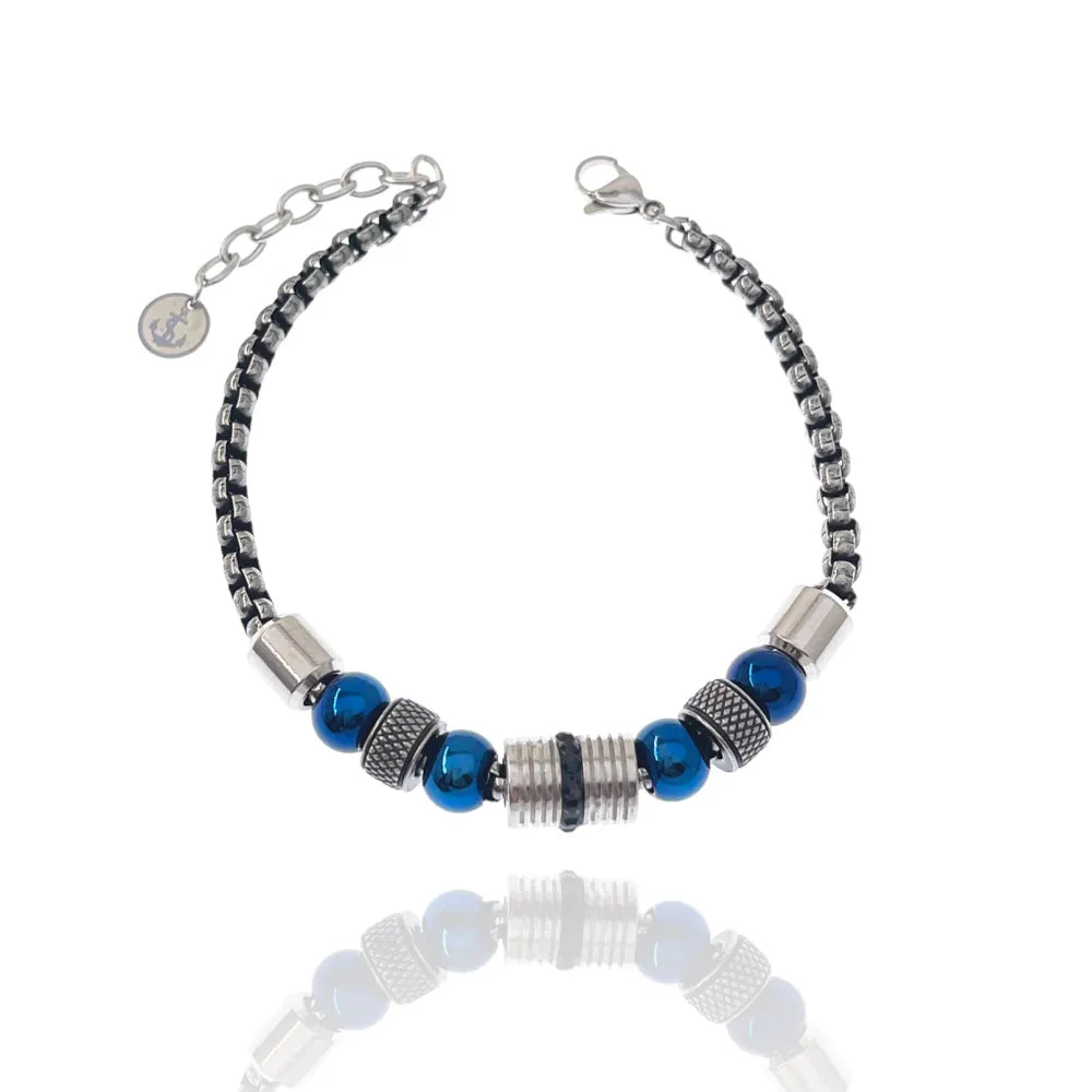 BAU-500-BMS30137 Palline-Bracciale in Acciaio da Uomo