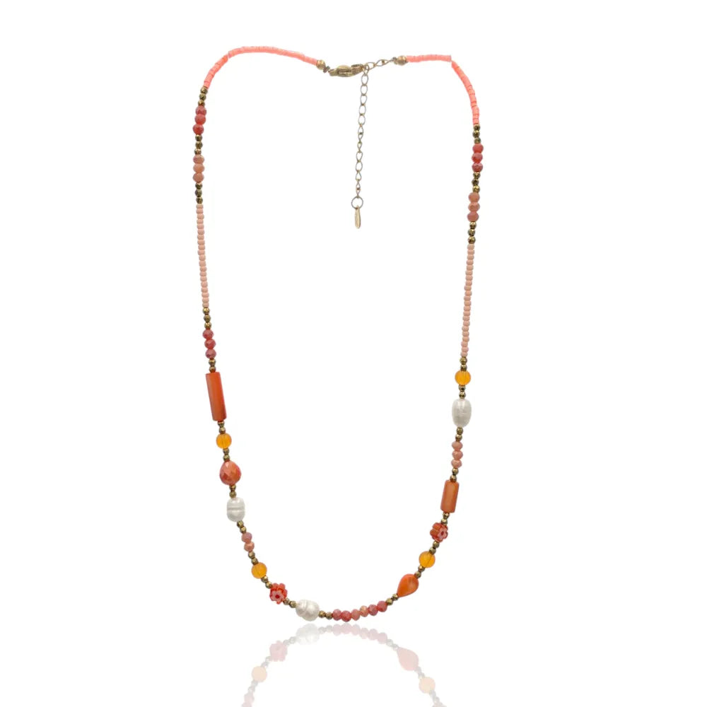 CAC-735-25 Catena con Perline-Collana Corta in Acciaio